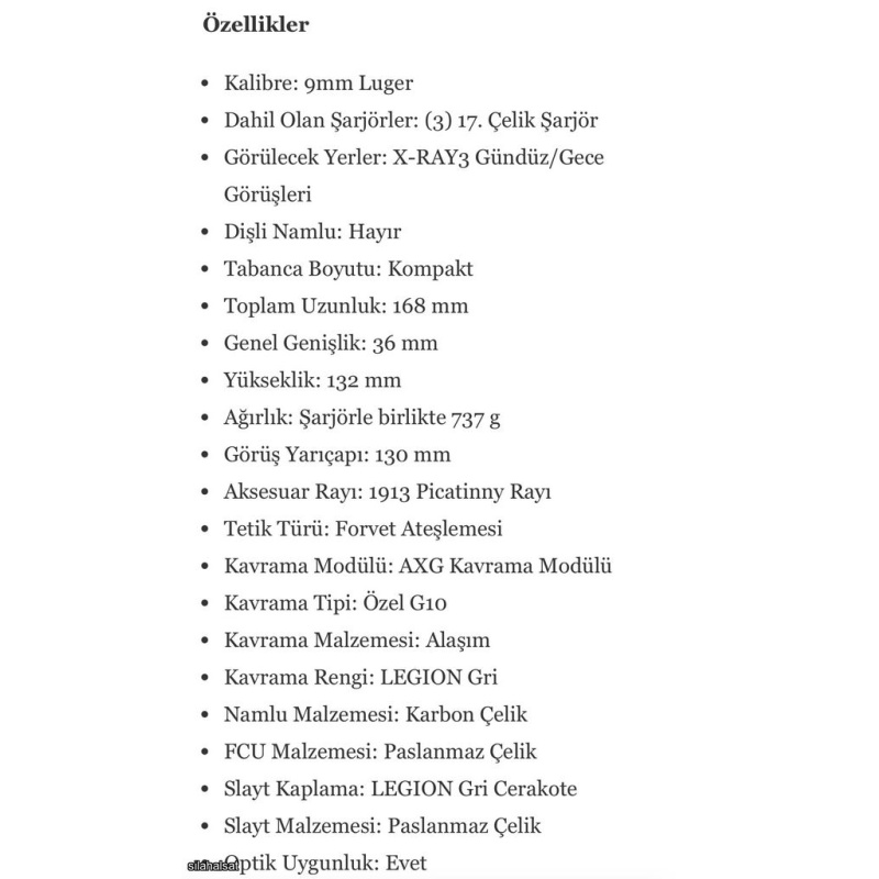 sig p365 axg legion Sıfır